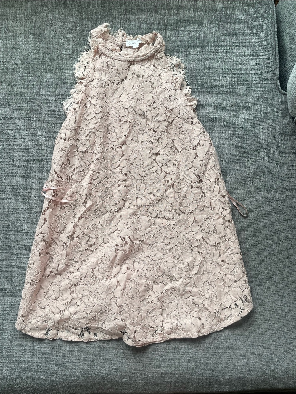 3/$20 Blush Lace Mock Neck Top by Olivia Grey